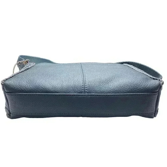 The Sak Lucia Leather Zip Top Crossbody Bag Dusty Blue Crochet Adjustable NEW - Picture 10 of 12